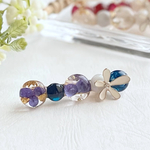 ヘアクリップ 丸 まる 𓂃◌𓈒𓐍 ネイビー 花