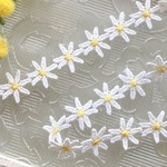 39【刺繍ブレード/1m】フラワー/ホワイト×イエロー