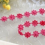 42【刺繍ブレード/1m】フラワー/ショッキングピンク