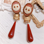 【sale】¥3800→¥1500フクロウと雫ビーズのヴィンテージイヤリング