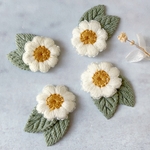 6個  ベージュ　花　カボション   フラワー パーツ　刺繍