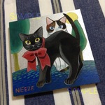 原画◉絵画◉アート◉2匹の猫（黒猫と三毛猫） のイラスト no.12◉風景画