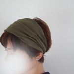 モスグリーン**柔らかダブルガーゼのゆるヘアターバン**