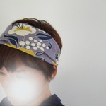 リゾートにも薄紫大柄のゆるターバン***夏コーデのアクセントに♪　柄物**