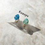 天然石中ぶりイヤリング（ブルーアパタイト＆アベンチュリン）