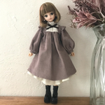 ミディアム丈ワンピース&インナースカート　2点セット【くすみラベンダー】ドール服 リカちゃん　受注