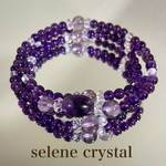 アメジスト　三連　ブレスレット　天然石ブレスレット　おすすめ　Selene crystal