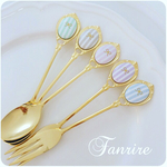 ♡ストライプリボンのスプーンorフォーク♡イニシャルＯＫ