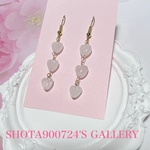 🔻price down🔻［再販2］桜色🌸　ローズクォーツのハートの耳飾り　#春　#桜　#minne_new  #パステルカラー