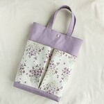 外ポケット付 A4トートバッグ【すみれ柄 ナチュラル】