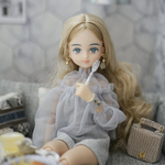 【再販】 3点Set★チュールブラウス＋ツイードオールインワン＋レザーバングル　ライトグレー　1/6ドール用リカちゃん服アウトフィット
