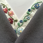 正絹   花刺繍半襟☆帯留めセット