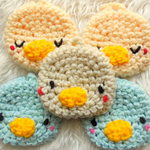 パステルカラーのひよこのアクリルたわし5個セット