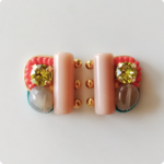 Swarovski<Lime green> + Sun stone + Brass beads＊【 Beige pink / Red / Gray / Blue / Gold / etc...】＊