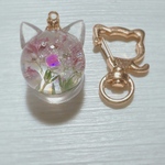 猫耳の花宇宙玉キーホルダー