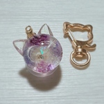 猫耳の花宇宙玉キーホルダー