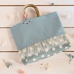 受注生産（サイズ変更可♪）水色好きちゃんへ♡チュールレースのうさぎちゃんレッスンバッグ（サックスフルレット柄）