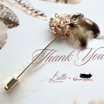 🌸🪶羽根のピンブローチ ピンクベージュ