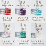 【種類選べます！】誕生石ガラス『ほうせき【ミニ】』チェーンネックレス【綿紐、シルバー925選べます】【受注制作】