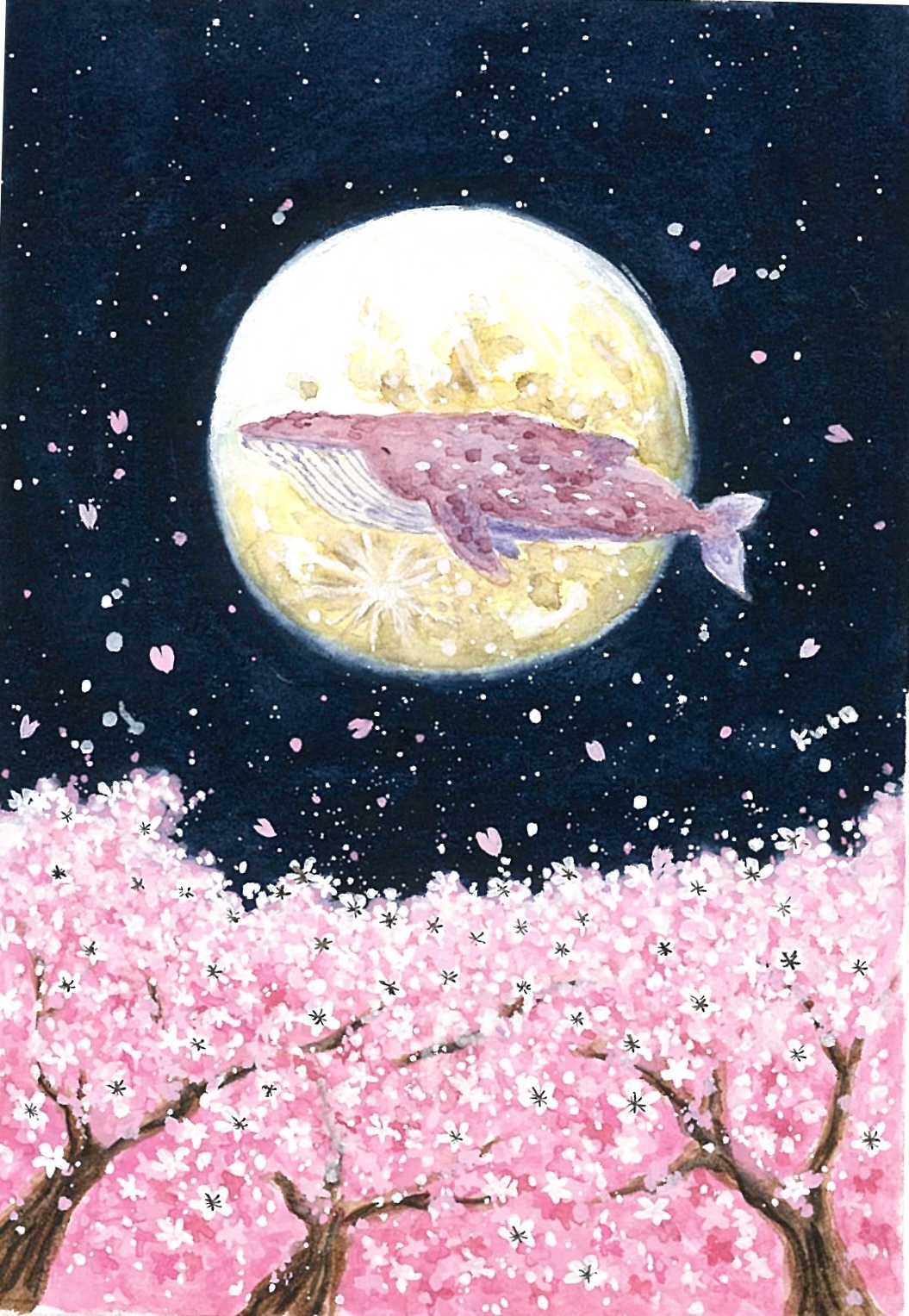 原画 月 星 海 夜空 桜 桜吹雪 星空 春 おしゃれ モダンアート 現代アート 原画 月 星 海 夜空 桜 桜吹雪 星空 春 おしゃれ モダンアート