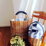 手編みかごのショルダーbag(ボーダー、noemasha様用)