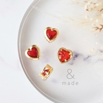 【2個】ゴールドフレームハート　レッド　カン無し　