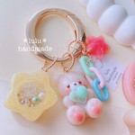 【ꫛꫀꪝ✧‧˚】ゆめかわくまちゃんのカラフルポップキーホルダー　ハンドメイドレジン　キーホルダー　ハンドメイドキーホルダー　シャカシャカキーホルダー　シャカシャカ　シェイカー　くま　