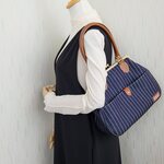 【20％off】ウォバッシュストライプデニムがま口バッグ♪