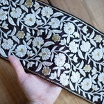 50㎝カット済み【インド刺繍リボン】幅広　チュール　刺繍リボン   【ブラック】