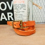 キャメルヌメ革三連ブレスレット＊レザーバングル＊くたくた仕上げ
