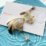 🌟new🪶ミモザと金のフクロウビーズのチャーム