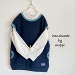 ★ドロップショルダーベスト★濃紺×タータンチェック