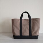 帆布横長トートバッグ マッドブラウン×ブラック 倉敷帆布