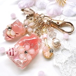 【桜まつり開催🌸】桜蜂猫と小瓶のキーホルダー