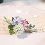 オーダー様専用　布花   小さめの草花ブーケブローチ　