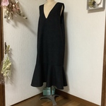 ウール混　ブラック　ペプラムベスト💕
