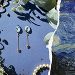 【名画モチーフ】トリアノンシリーズ　ゴッホ　「星月夜」　イヤリング・ピアス