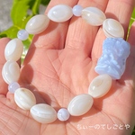 大特価‼︎瑪瑙祭りだー♡♡ブルーアゲートザキラム様入り♡白天眼瑪瑙＆ブルーアゲートブレスレット