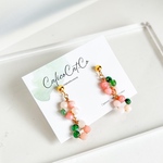 春 桜 さくら ピンクオパール エメラルド ピアス or イヤリング ゴールド