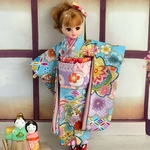 　春着物　(4) 水色系　ブライス、リカちゃん