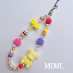 ビーズストラップ🧸💛スマホストラップ🩷ハンドストラップ🌹フロッキーくま💜¨̮*/MIMI. 