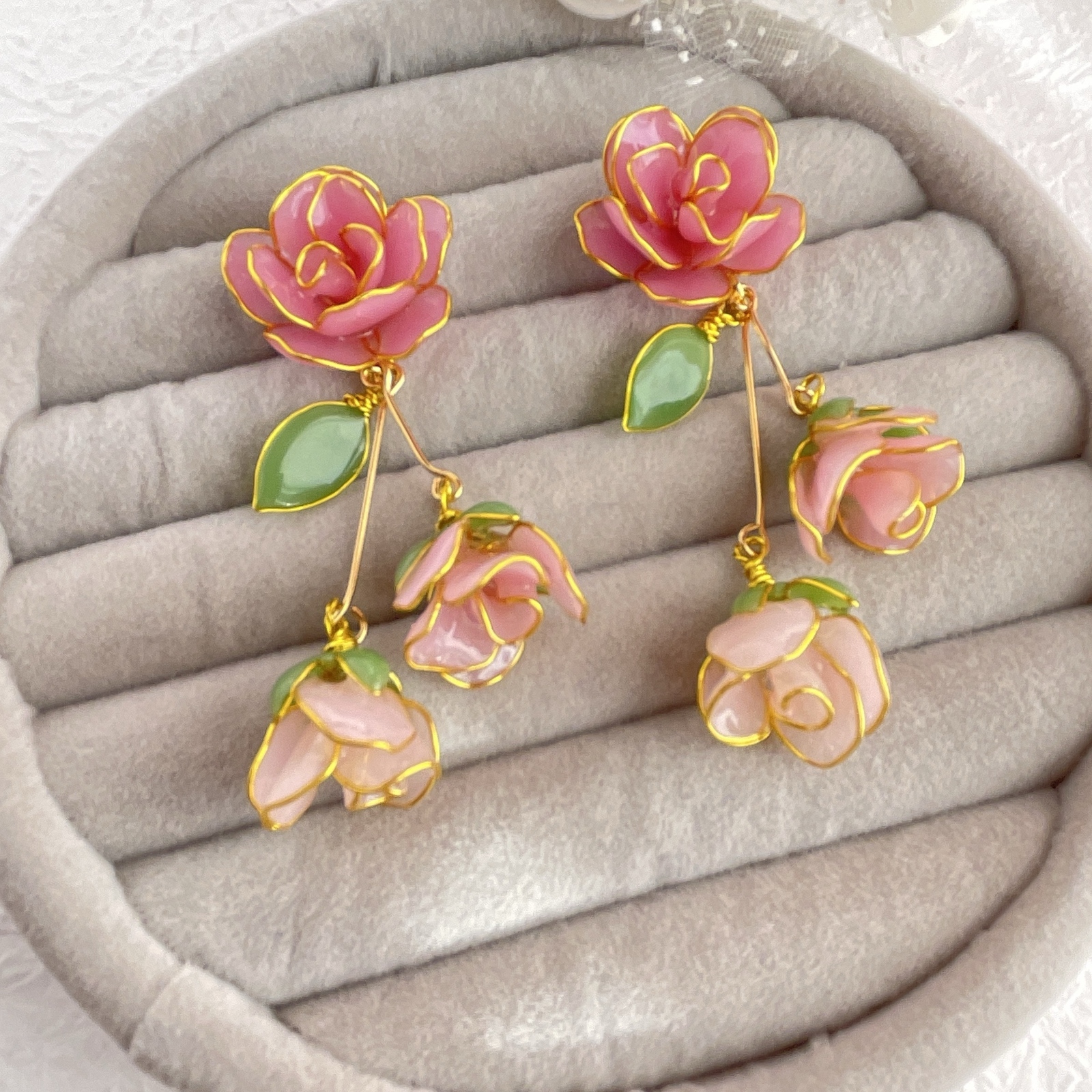 ピアス「Spring rose bouquet〜揺らめく」K16GP 送料無料 - hanasizuku