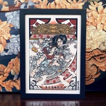 尾九 カスタム浮世絵 水滸伝 張順 水門破りの図 A4サイズ フレーム付き