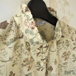Ｌサイズ　リバティ　ガーデンのフリルシャツブラウス　ブラウン系