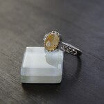 ゴールデンルチルクォーツ　ダイヤレースベゼルリング　SILVER925