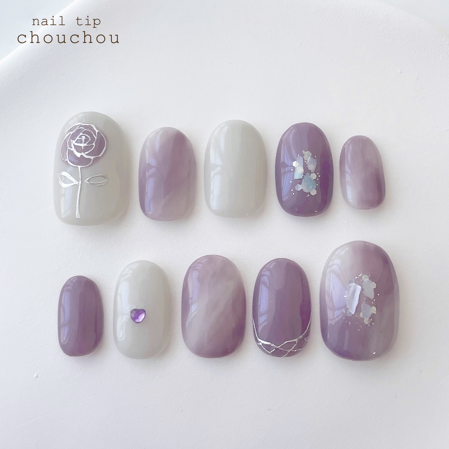 大人の推しカラーネイル🌹（紫） ネイルチップ - nail tip chouchou