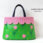 :SALE:スカラップカフスの横長トートバッグ　＊ヴィンテージ　②＊