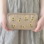 【再販】向日葵の手刺繍財布