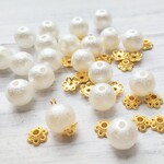 New！20セット★10ミリ★　シュガーパール　アクリル＋メタルビーズキャップ