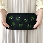 すずらんの手刺繍財布(紺)